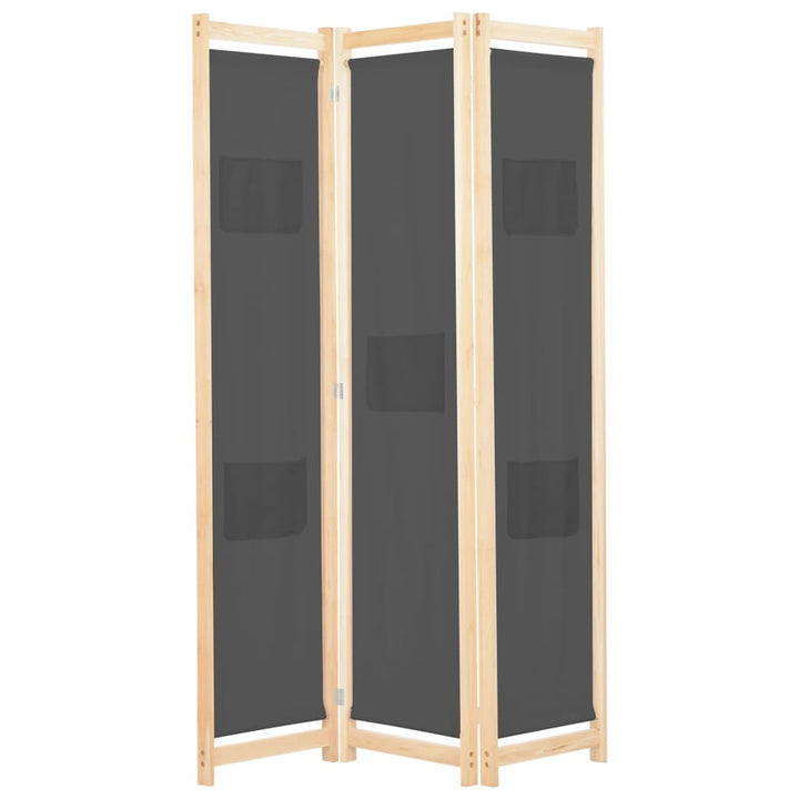 3-panels rumdeler 120 x 170 x 4 cm stof grå