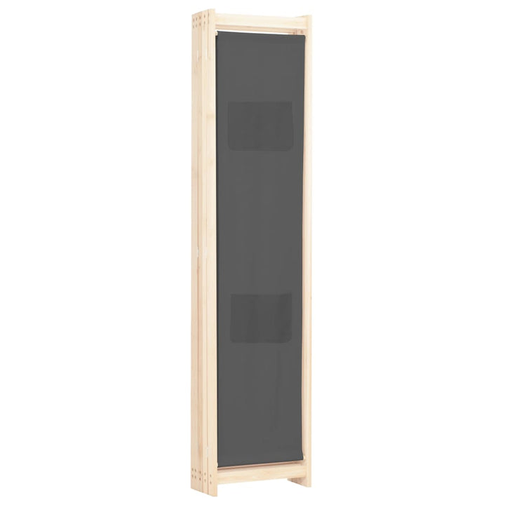5-panelers rumdeler 200 x 170 x 4 cm stof grå