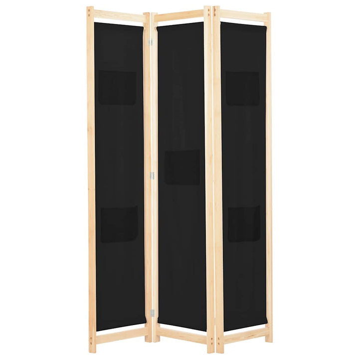 3-panels rumdeler 120 x 170 x 4 cm stof sort