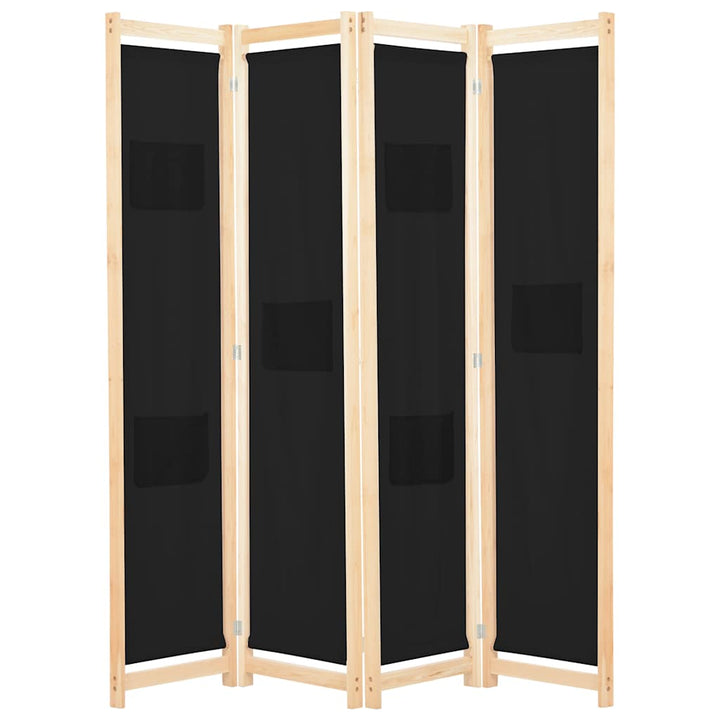 4-panels rumdeler 160 x 170 x 4 cm stof sort