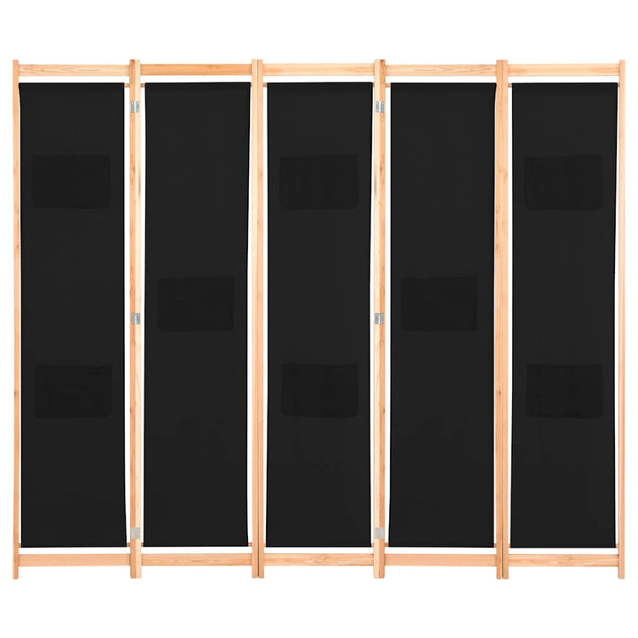 5-panels rumdeler 200 x 170 x 4 cm stof sort