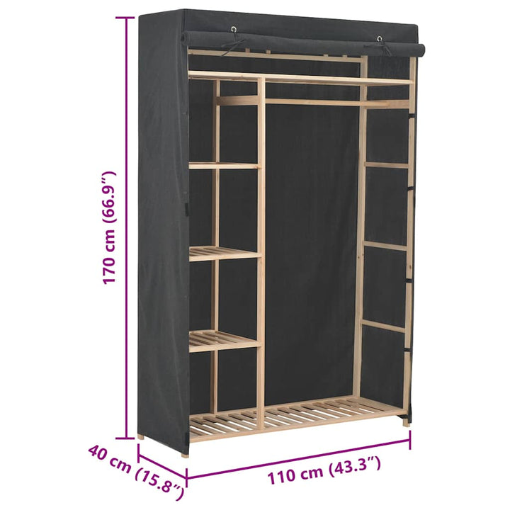 klædeskab 110 x 40 x 170 cm stof grå