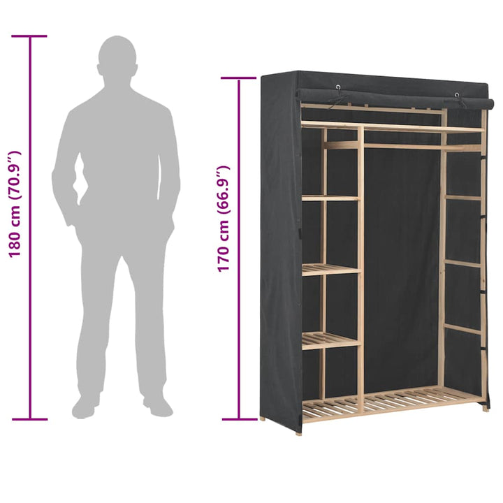 klædeskab 110 x 40 x 170 cm stof grå