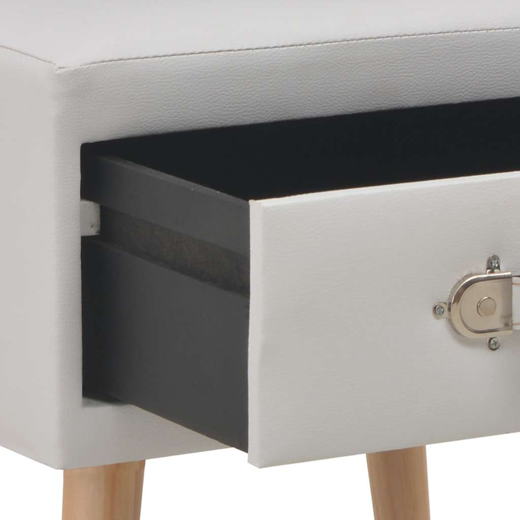 sengebord 40 x 35 x 40 cm kunstlæder hvid