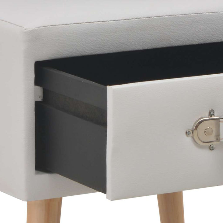 sengebord 40 x 35 x 40 cm kunstlæder hvid