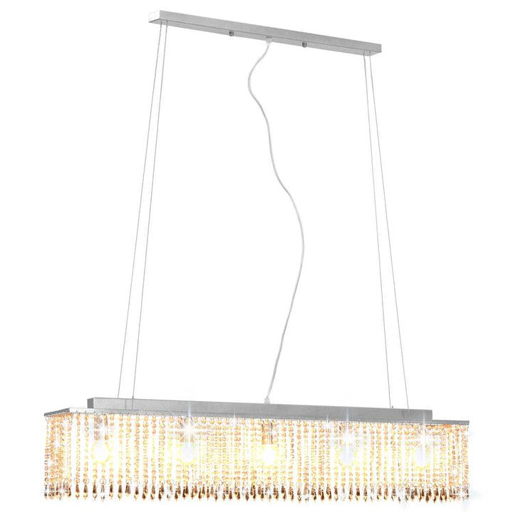loftslampe med krystalperler 104 cm E14 sølvfarvet