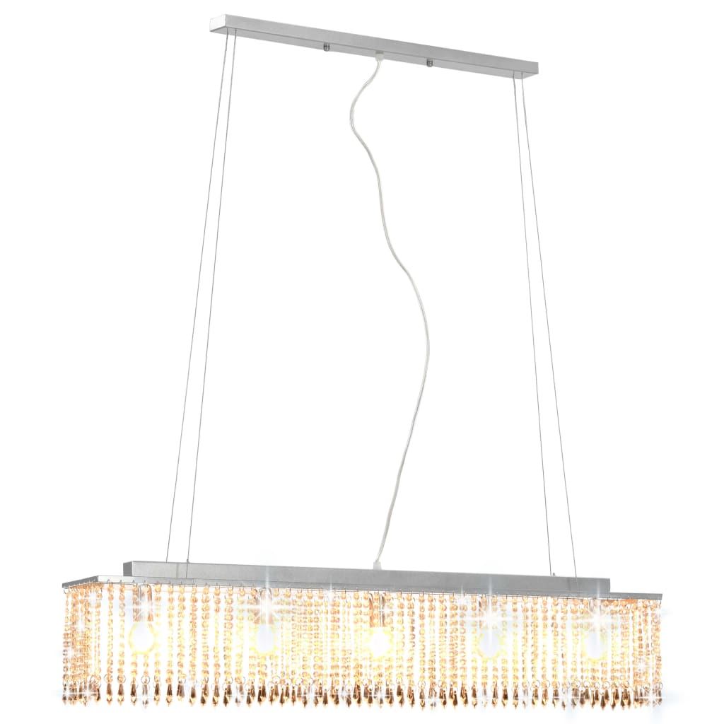 loftslampe med krystalperler 104 cm E14 sølvfarvet