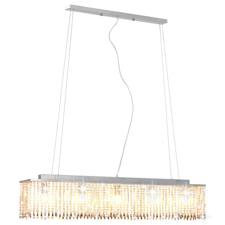 loftslampe med krystalperler 104 cm E14 sølvfarvet