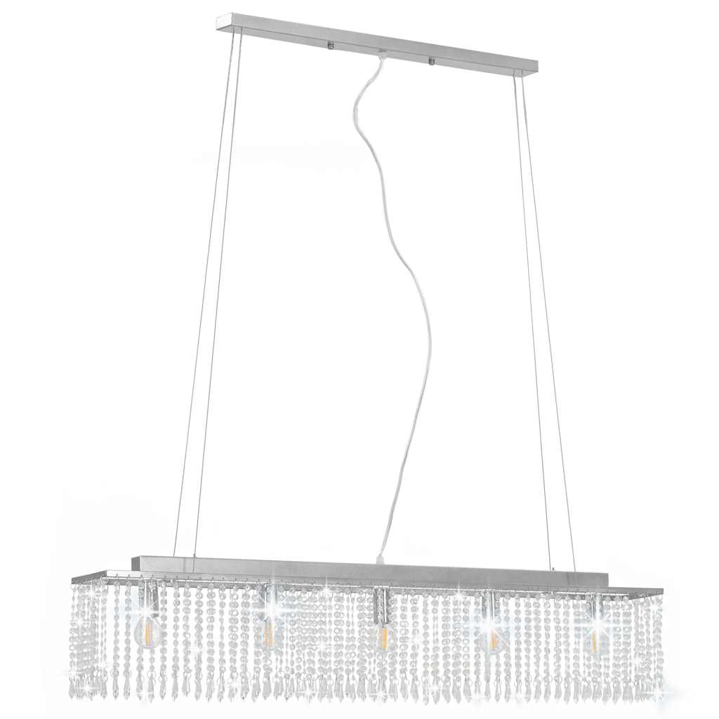 loftslampe med krystalperler 104 cm E14 sølvfarvet