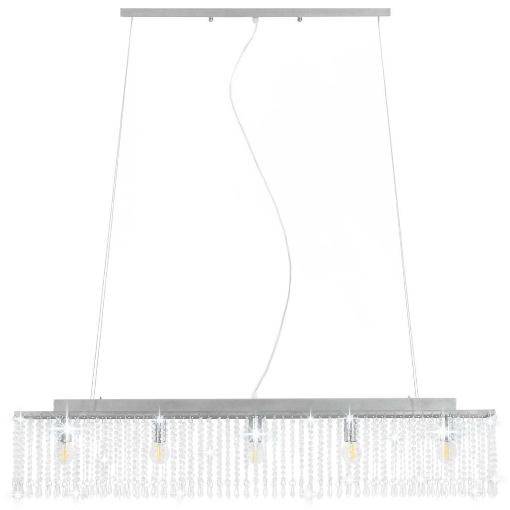 loftslampe med krystalperler 104 cm E14 sølvfarvet