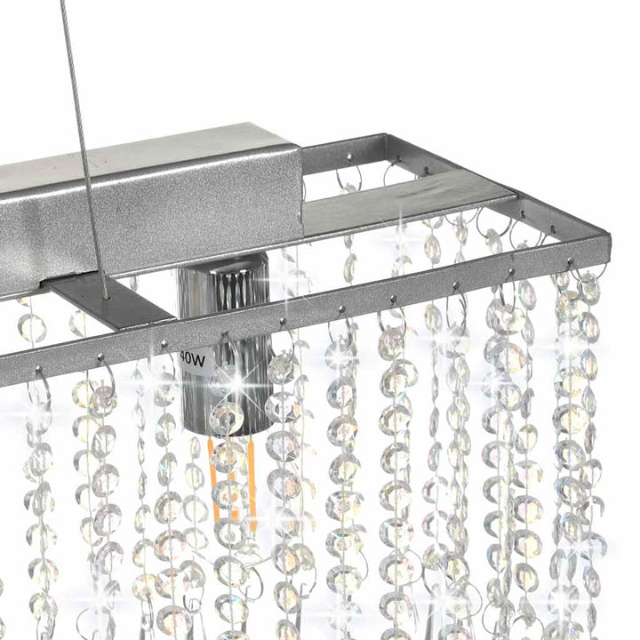 loftslampe med krystalperler 104 cm E14 sølvfarvet