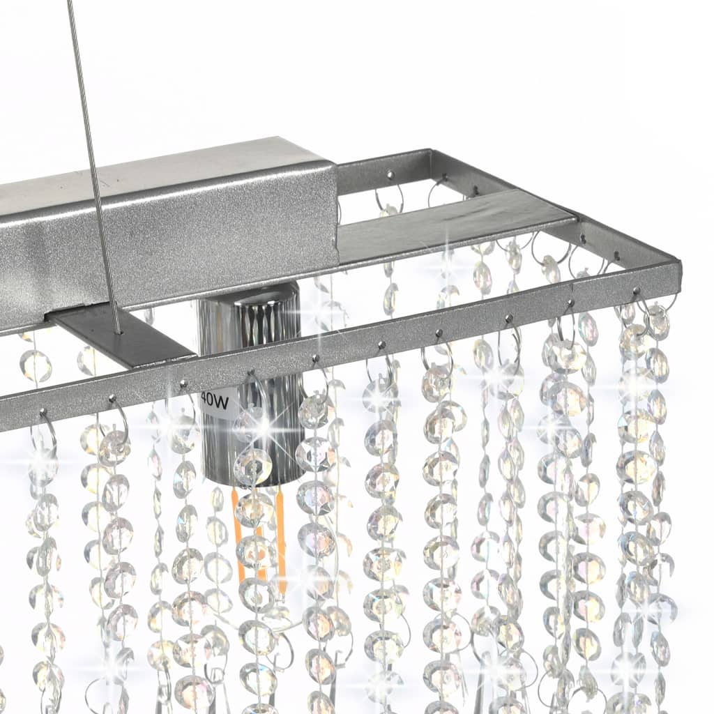 loftslampe med krystalperler 104 cm E14 sølvfarvet