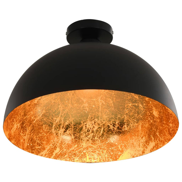 loftslamper 2 stk. halvkugle E27 sort og guldfarvet