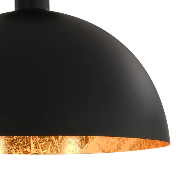 loftslamper 2 stk. halvkugle E27 sort og guldfarvet