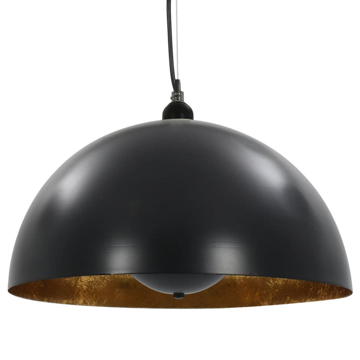 loftslamper 2 stk. halvkugle 40 cm E27 sort og guldfarvet