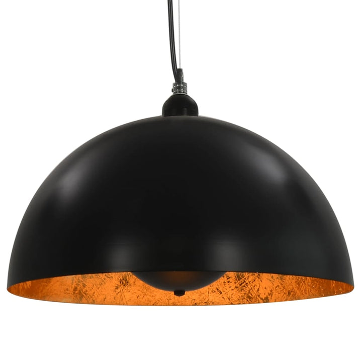 loftslamper 2 stk. halvkugle 40 cm E27 sort og guldfarvet