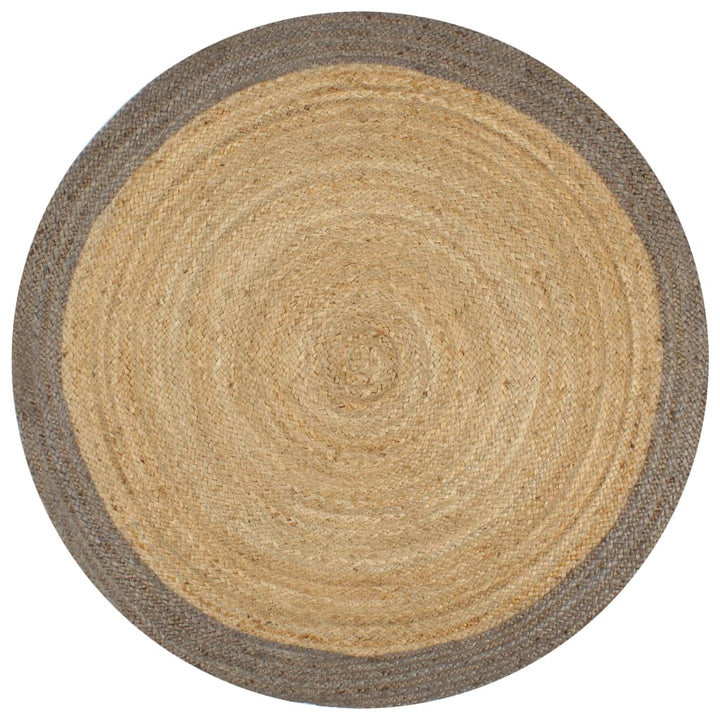 håndlavet tæppe med grå kant jute 90 cm