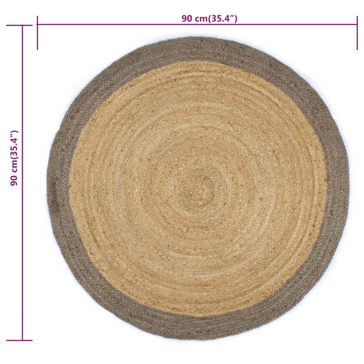 håndlavet tæppe med grå kant jute 90 cm