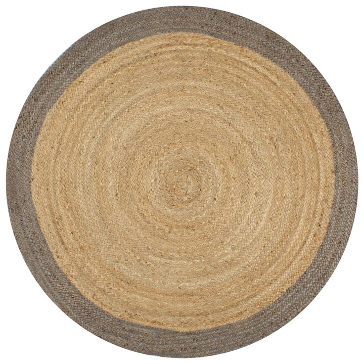 håndlavet tæppe med grå kant jute 120 cm