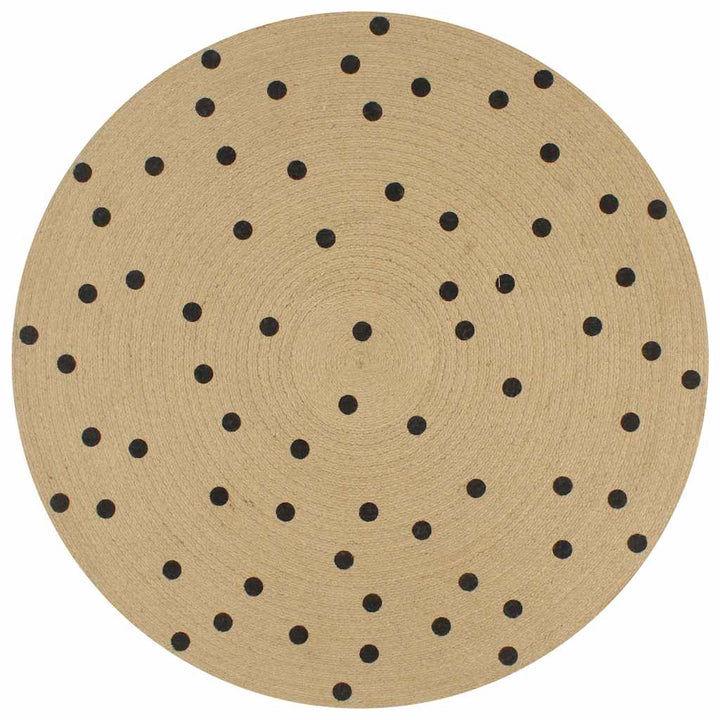 håndlavet tæppe med polkaprikker jute 90 cm