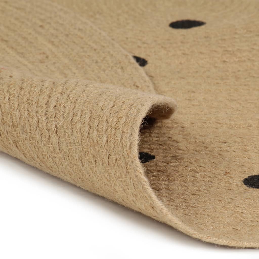 håndlavet tæppe med polkaprikker jute 150 cm