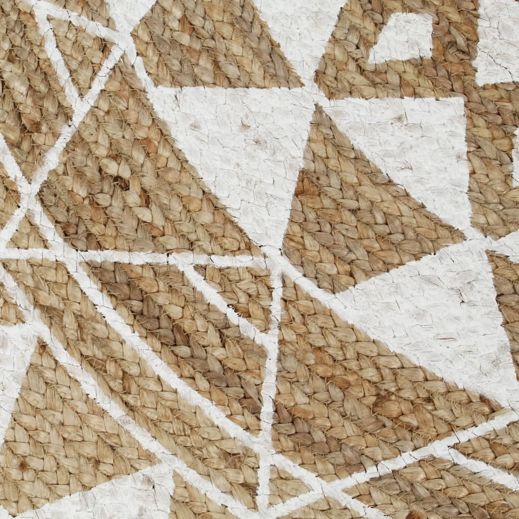 håndlavet tæppe med hvidt print jute 120 cm