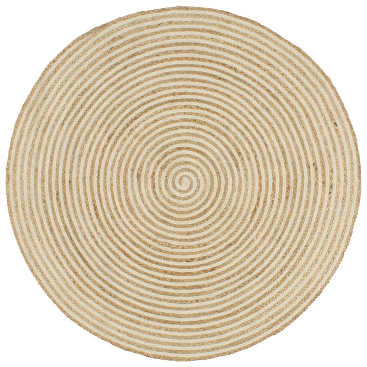 håndlavet jutetæppe med spiraldesign 90 cm hvid