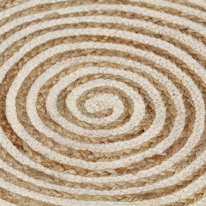 håndlavet jutetæppe med spiraldesign 120 cm hvid