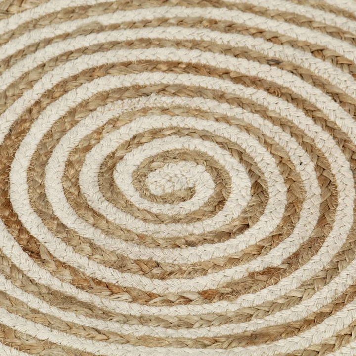 håndlavet jutetæppe med spiraldesign 150 cm hvid
