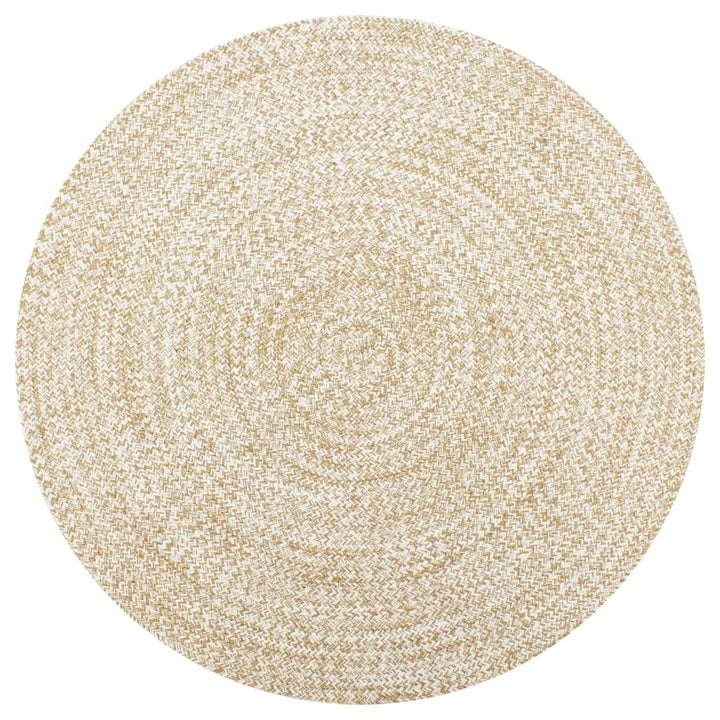 håndlavet tæppe jute 90 cm hvid og naturfarvet
