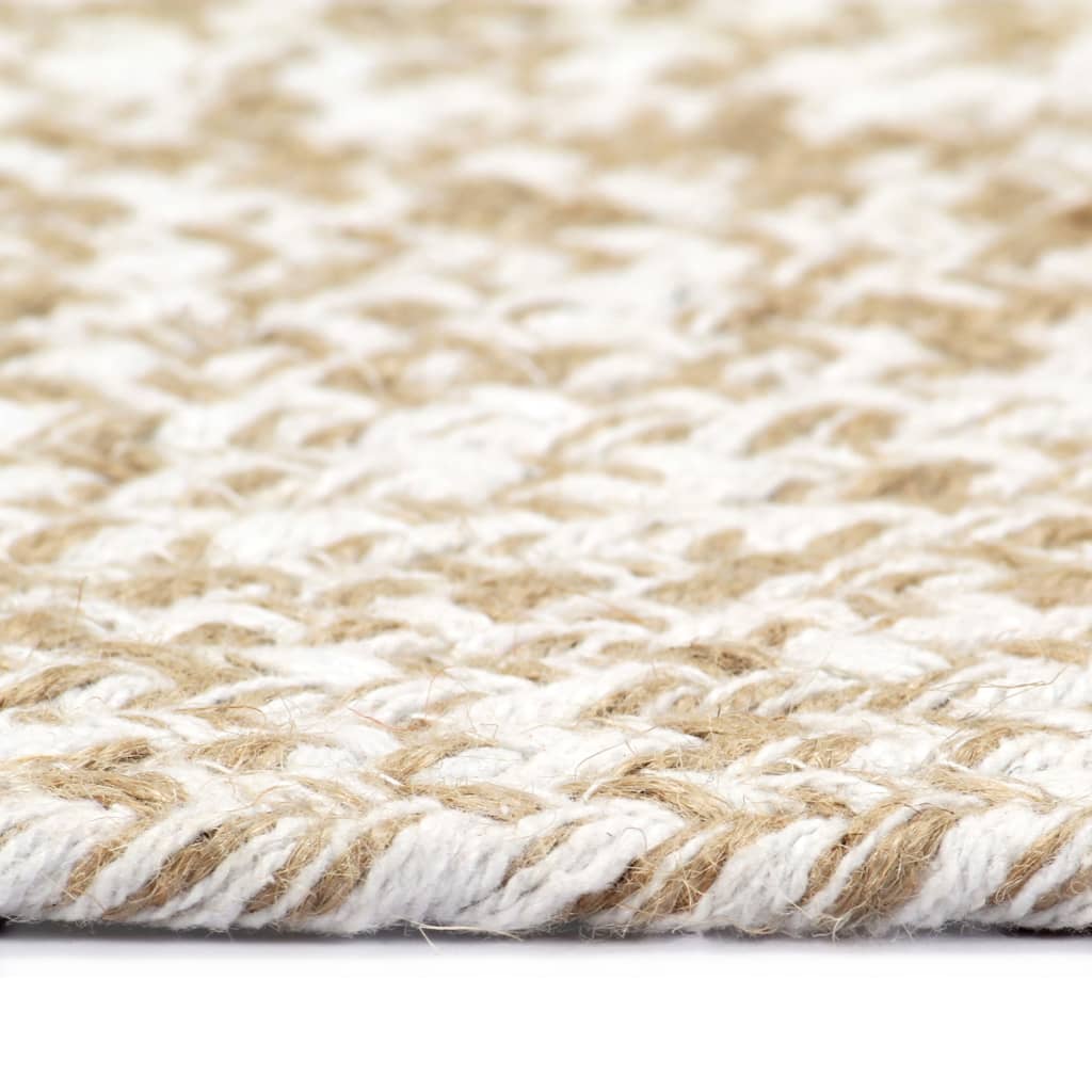 håndlavet tæppe jute 120 cm hvid og naturfarvet