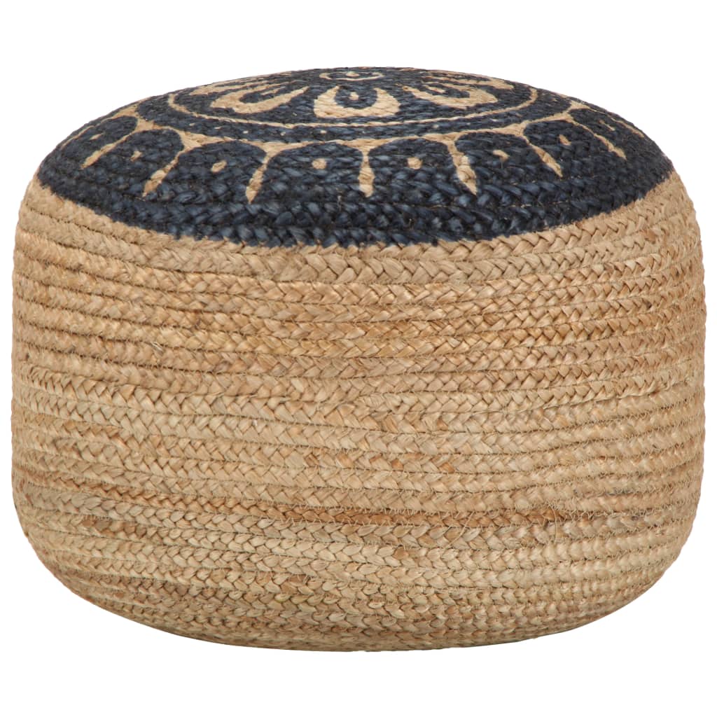håndlavet puf 45 x 30 cm jute blå
