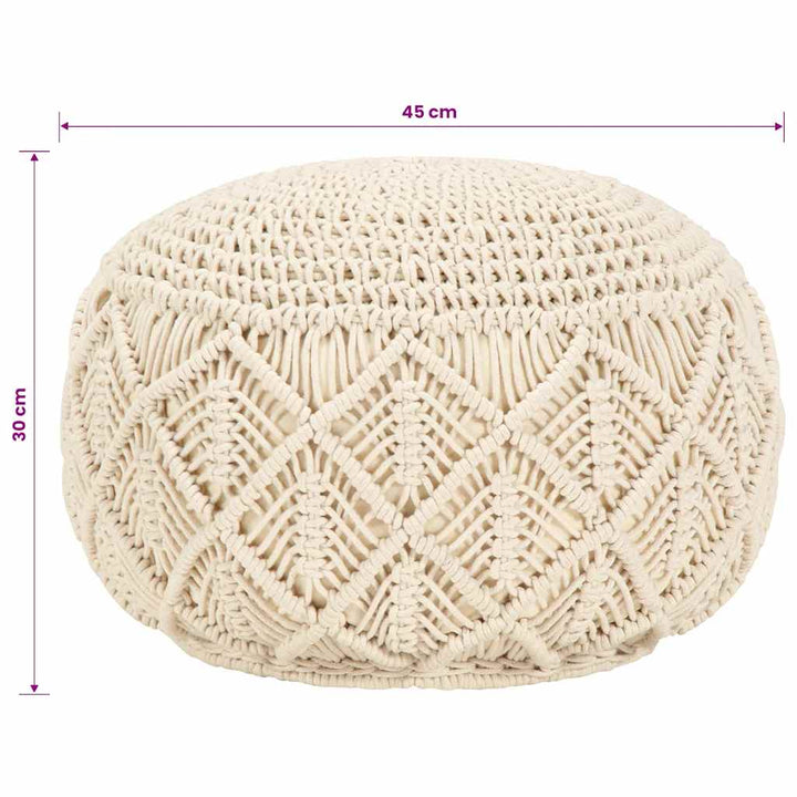 håndlavet macramépuf 45x30 cm bomuld