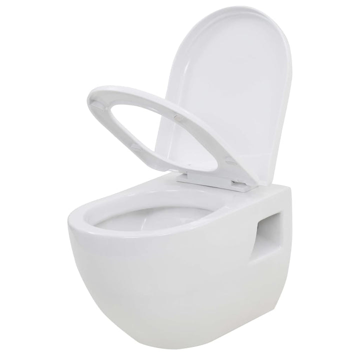 væghængt toilet med skjult cisterne keramik hvid