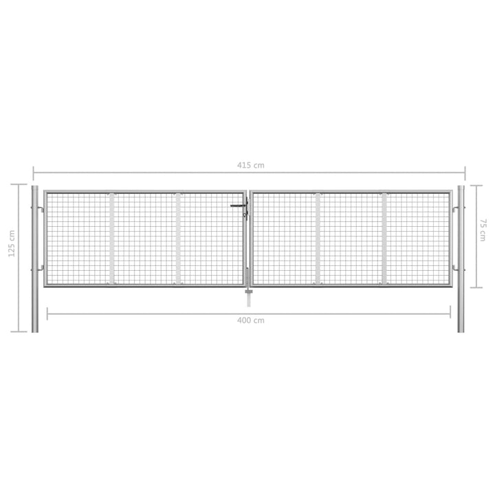 havelåge galvaniseret stål 415 x 125 cm sølvfarvet