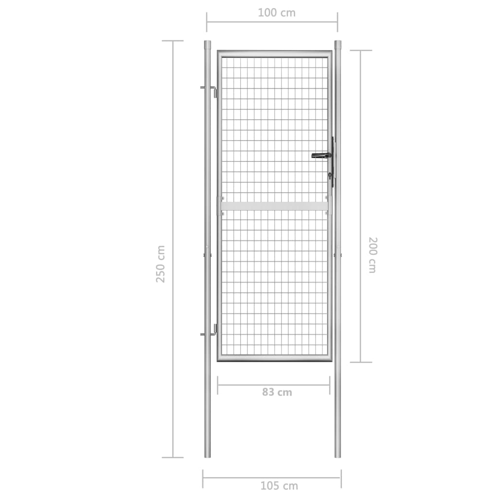 havelåge galvaniseret stål 105x250 cm sølvfarvet