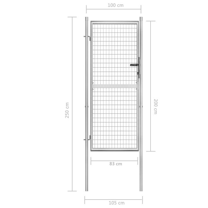 havelåge galvaniseret stål 105x250 cm sølvfarvet