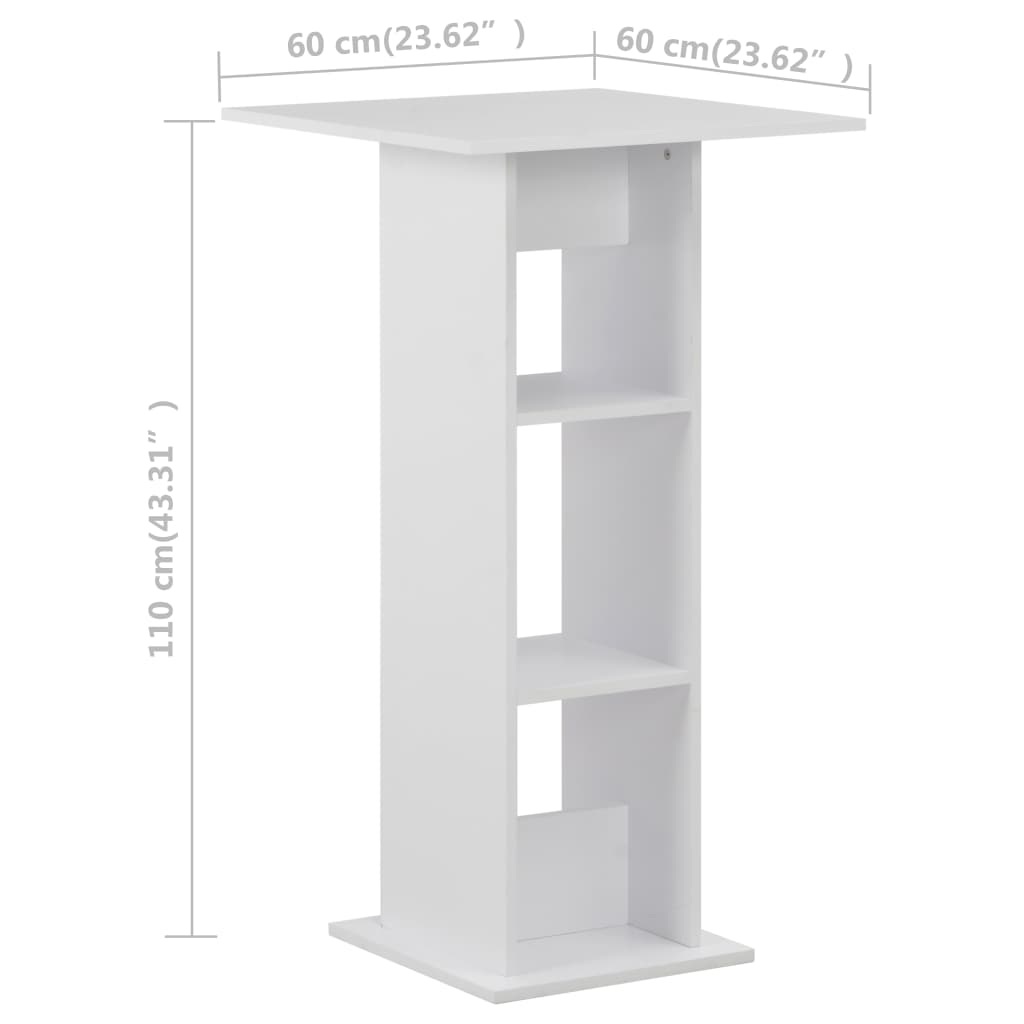barbord 60x60x110 cm hvid