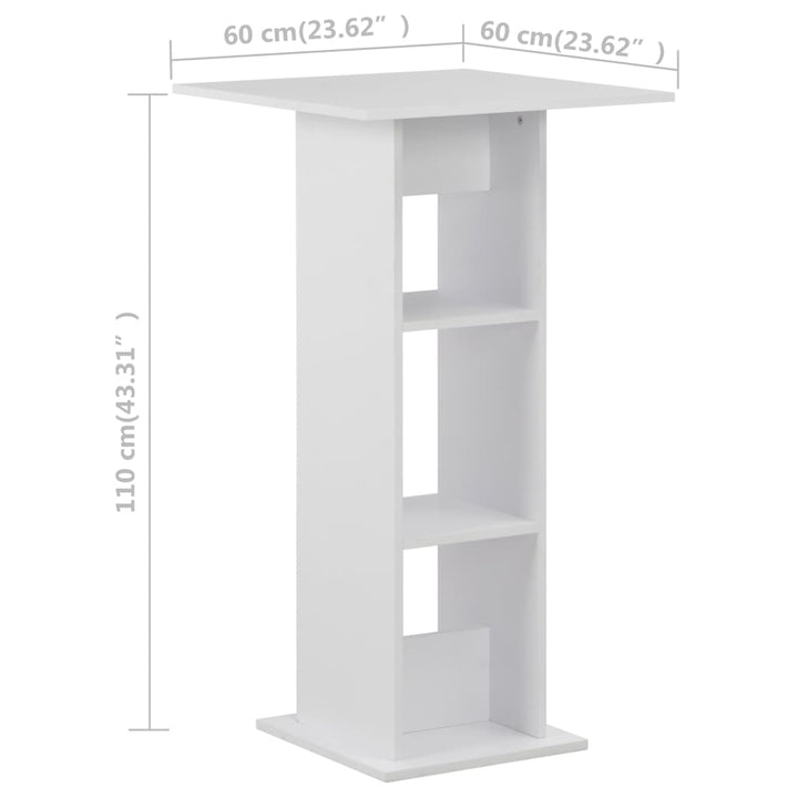 barbord 60x60x110 cm hvid