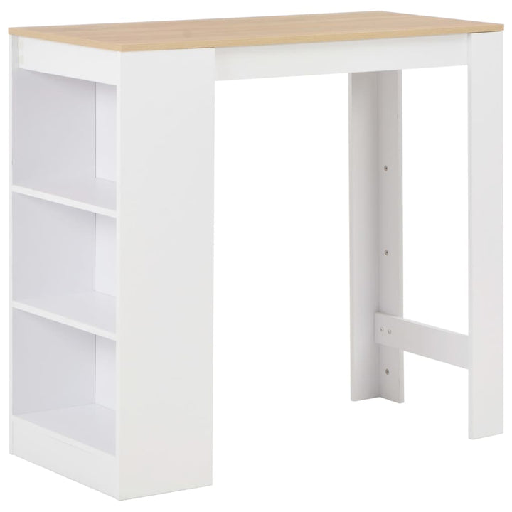 barbord med hylde 110x50x103 cm hvid