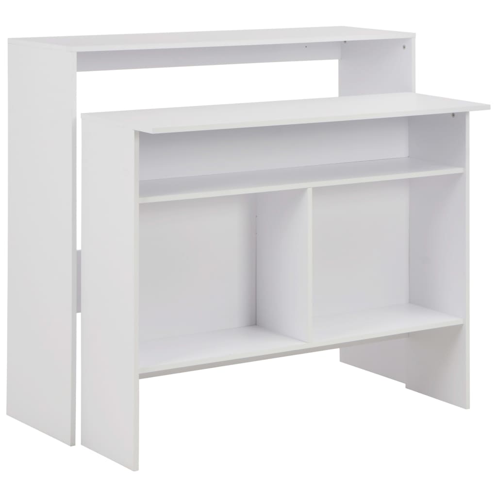 barbord med 2 bordplader 130x40x120 cm hvid