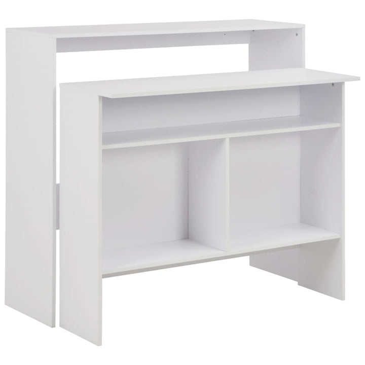 barbord med 2 bordplader 130x40x120 cm hvid