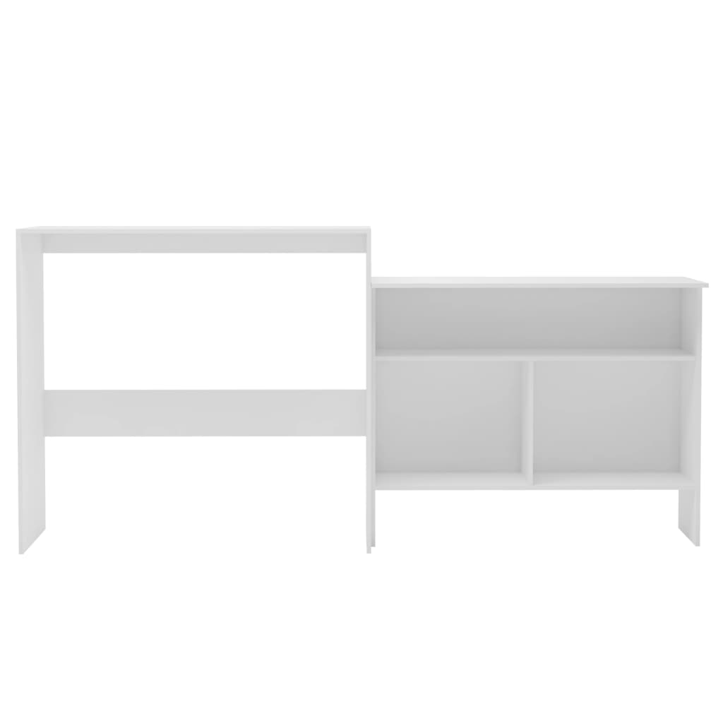 barbord med 2 bordplader 130x40x120 cm hvid
