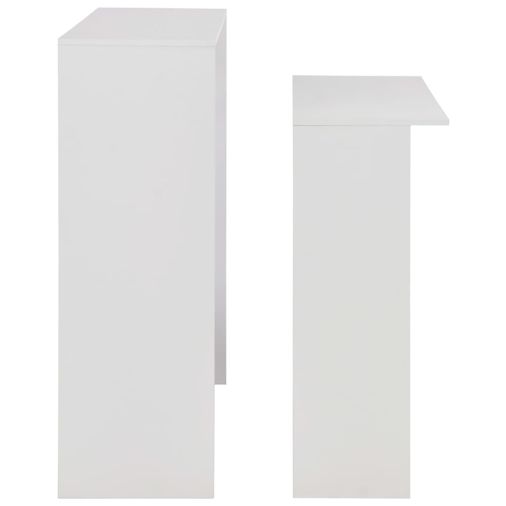 barbord med 2 bordplader 130x40x120 cm hvid