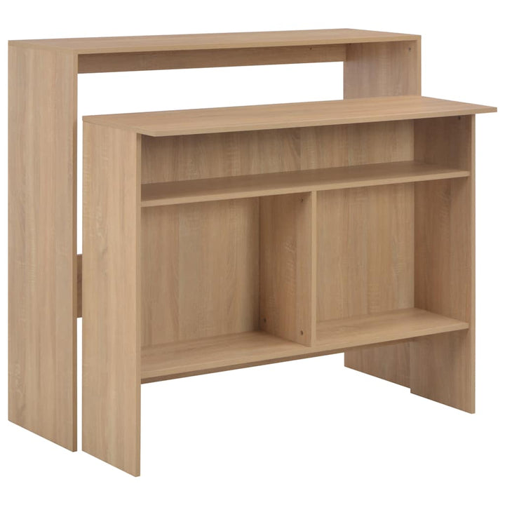 barbord med 2 bordplader 130x40x120 cm egetræsfarvet