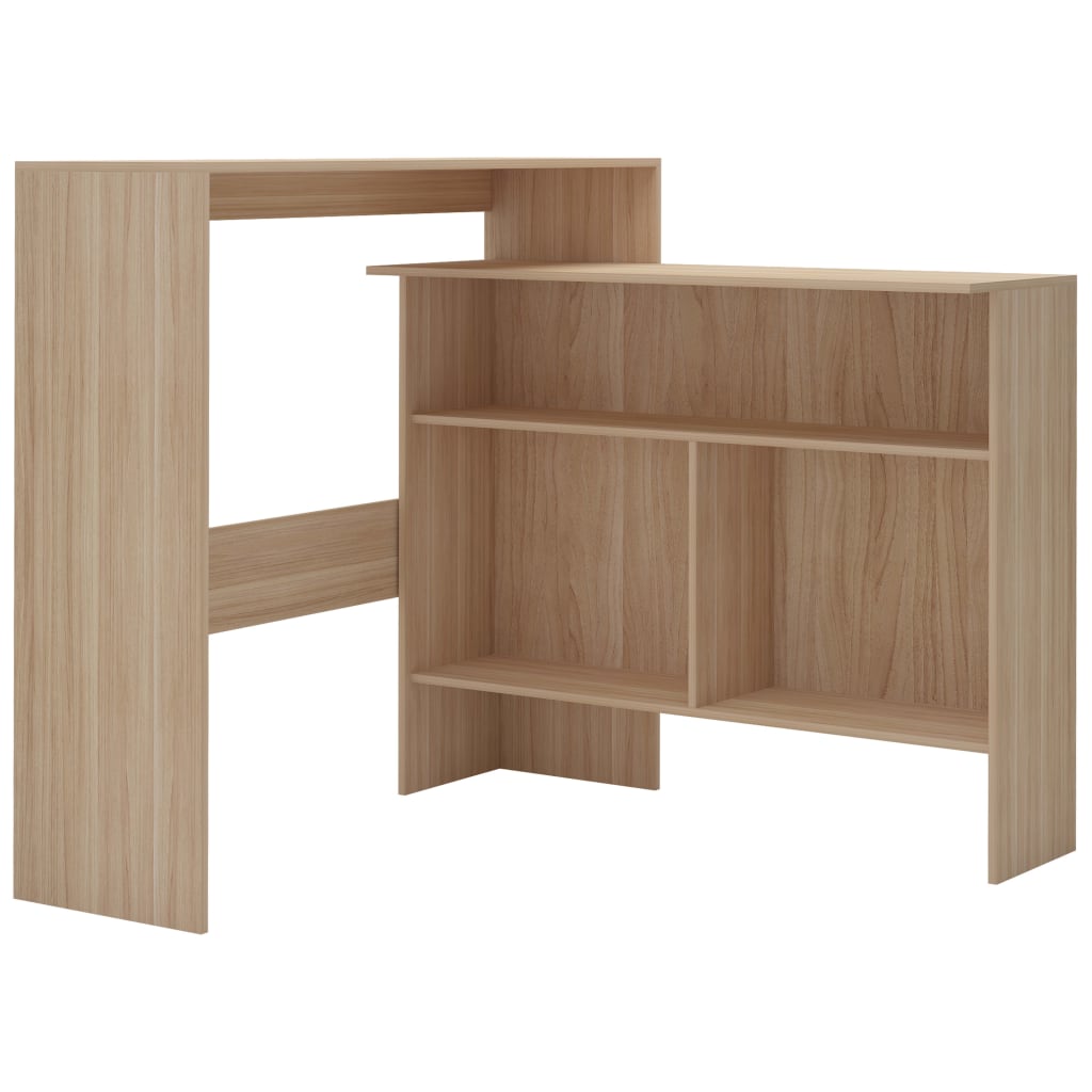 barbord med 2 bordplader 130x40x120 cm egetræsfarvet