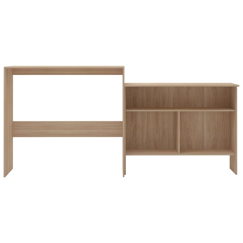 barbord med 2 bordplader 130x40x120 cm egetræsfarvet