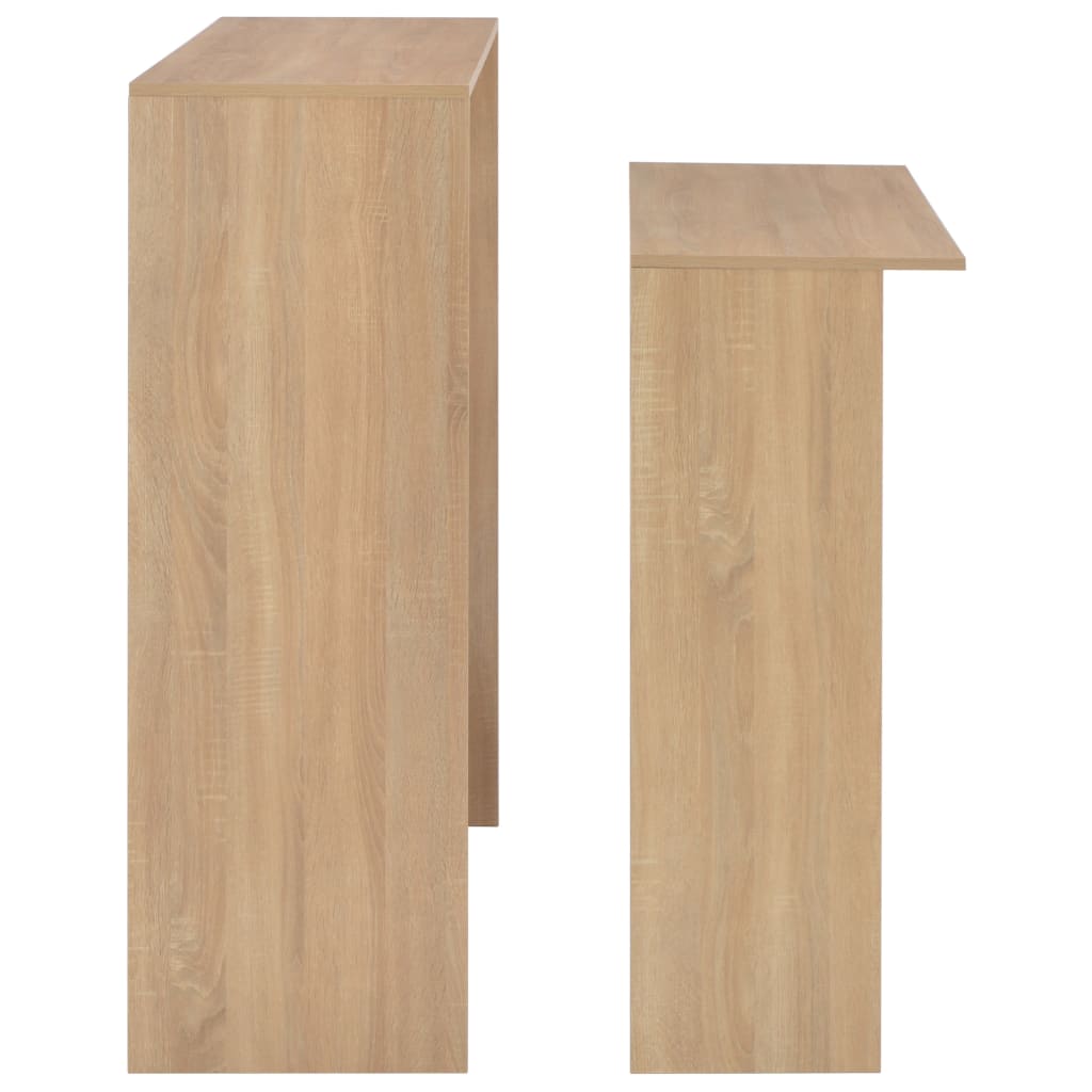 barbord med 2 bordplader 130x40x120 cm egetræsfarvet