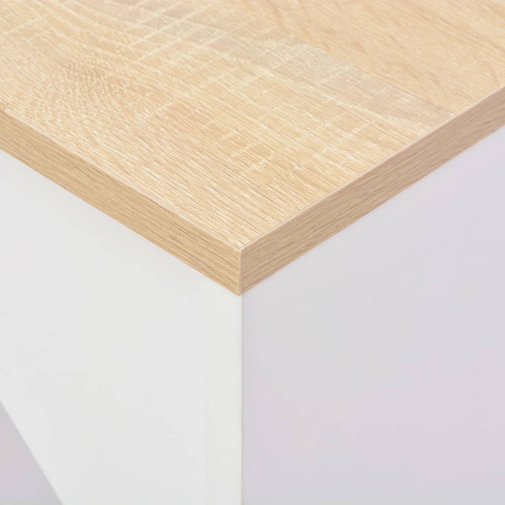 barbord med flytbar hylde 138x39x110 cm hvid