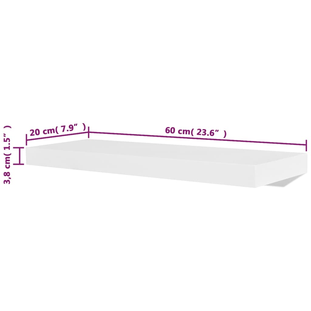 væghylder 4 stk. 60 cm hvid